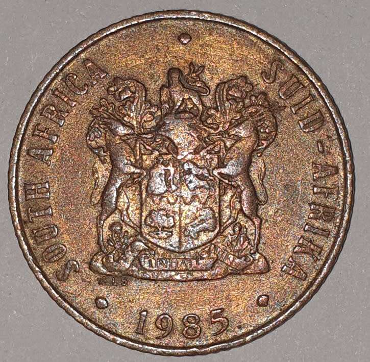 1985 - 2 CENT COIN (TWO CENT COIN) - RSA - BRONZE - KM#83 - BILINGUAL LEGEND - WILDEBEEST